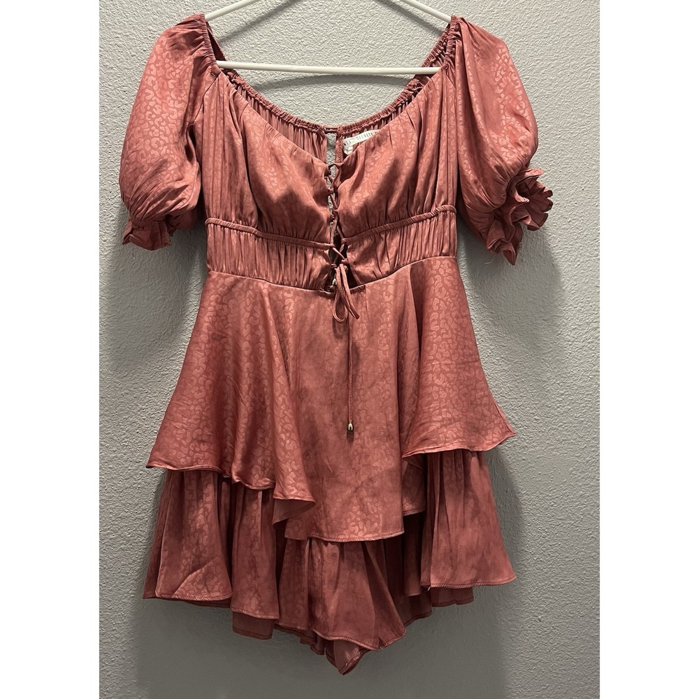 Saints + Secrets Light Blue ruffle off Shoulders Mini Dress Romper Size S  NEW